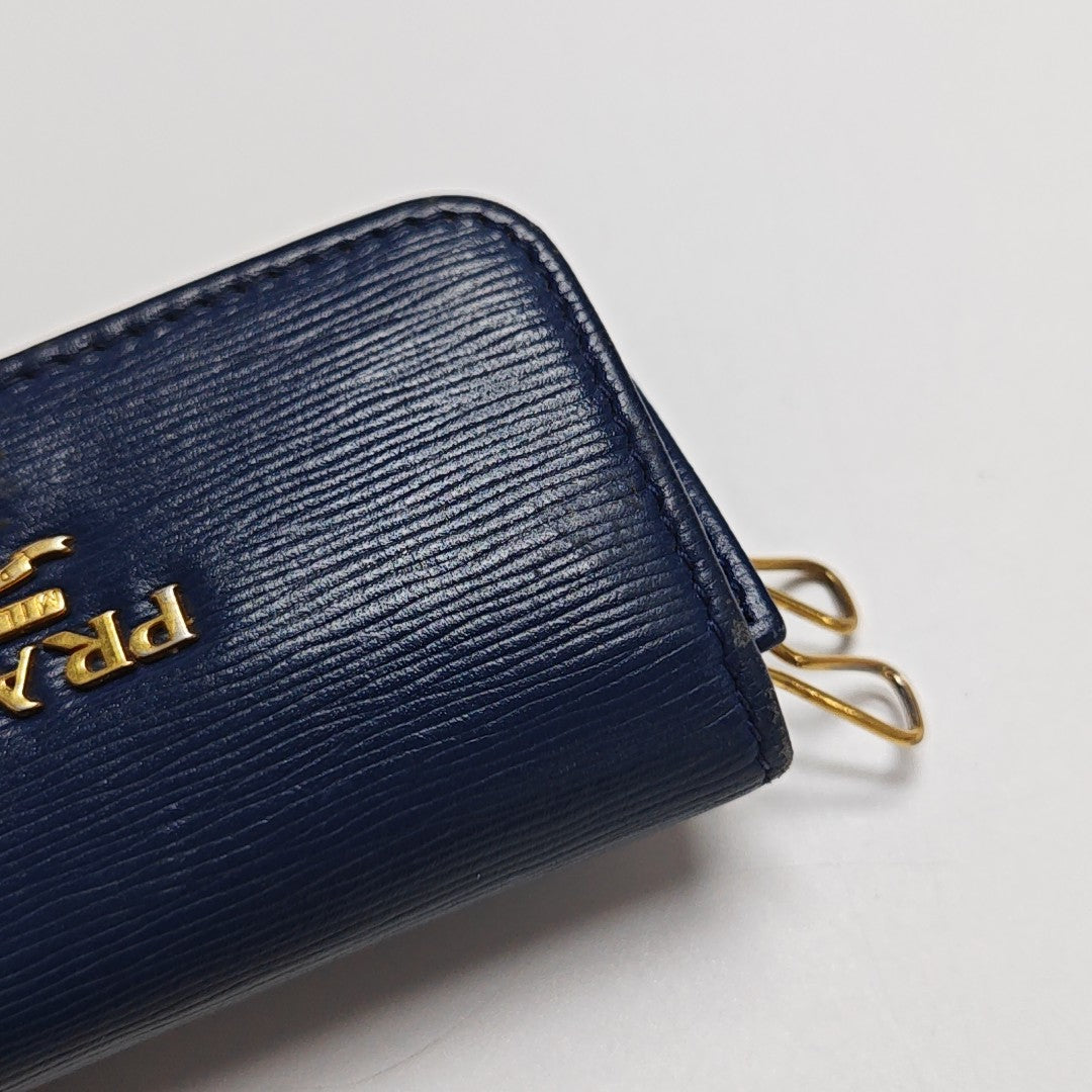 Saffiano Calfskin Key Pouch Blue