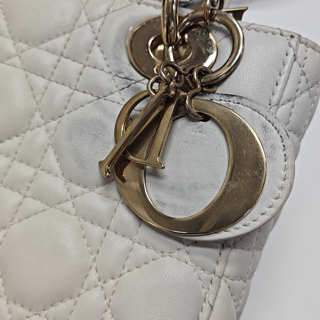 Lady Dior Small Cannage Lambskin White