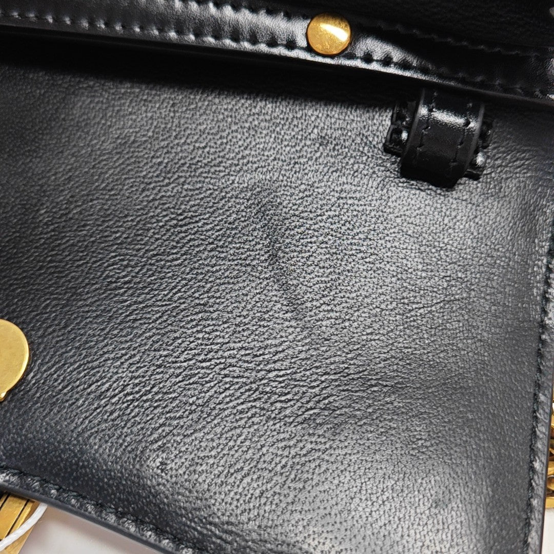 Hourglass Wallet On Chain Mini Calfskin Black