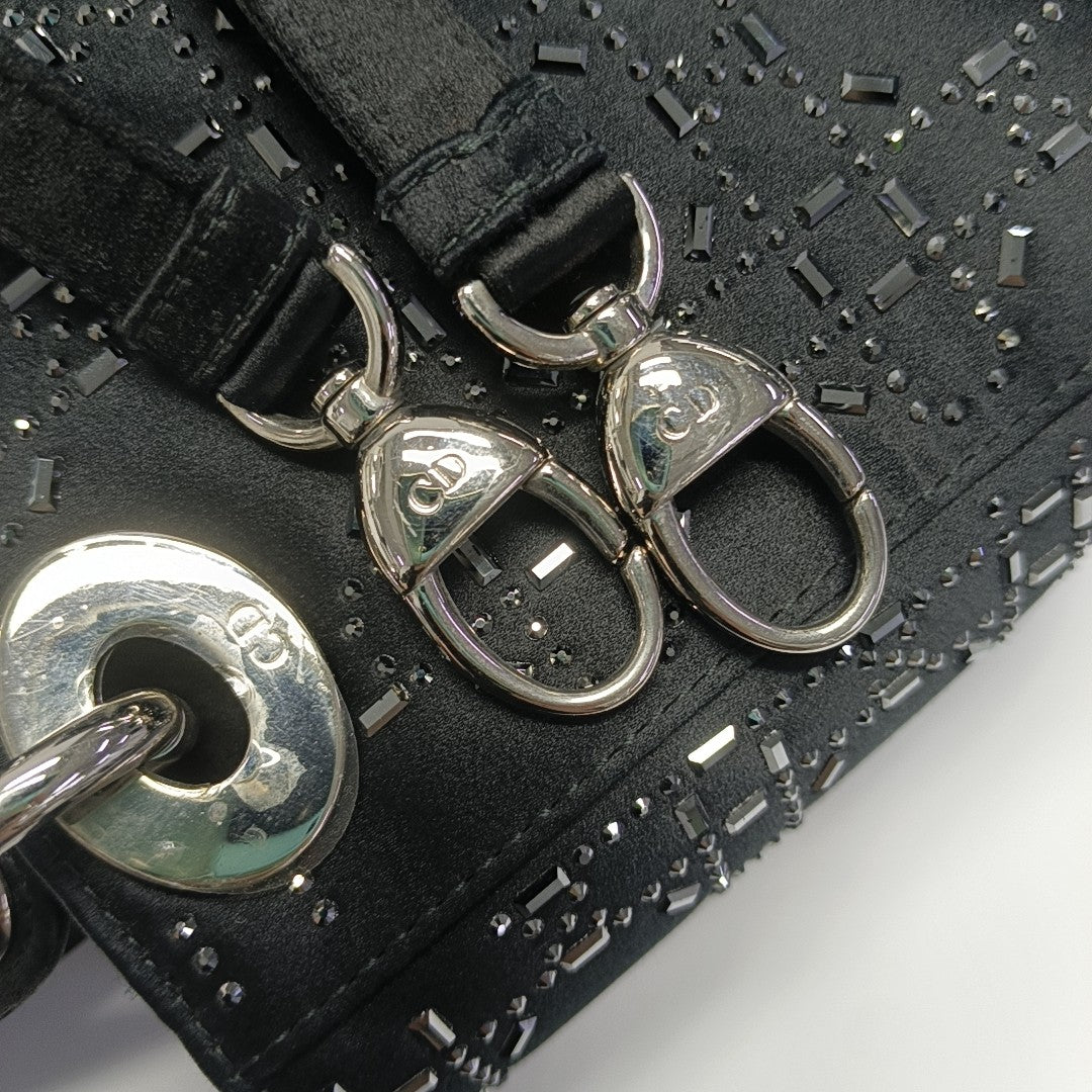 Lady Dior Mini Cannage Silk Satin Black