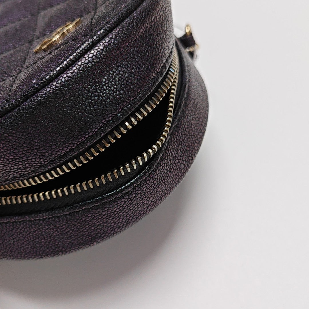 ROUND Quilted Calfskin Metallic
