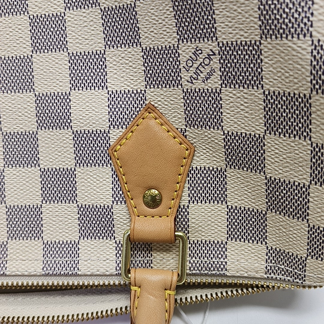 SPEEDY 30 Damier Azur Coated Canvas White