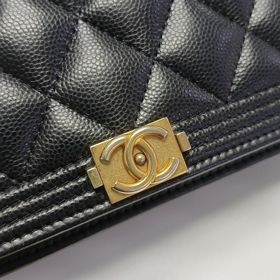 BOY CHANEL Mini Quilted Grained Calfskin Black