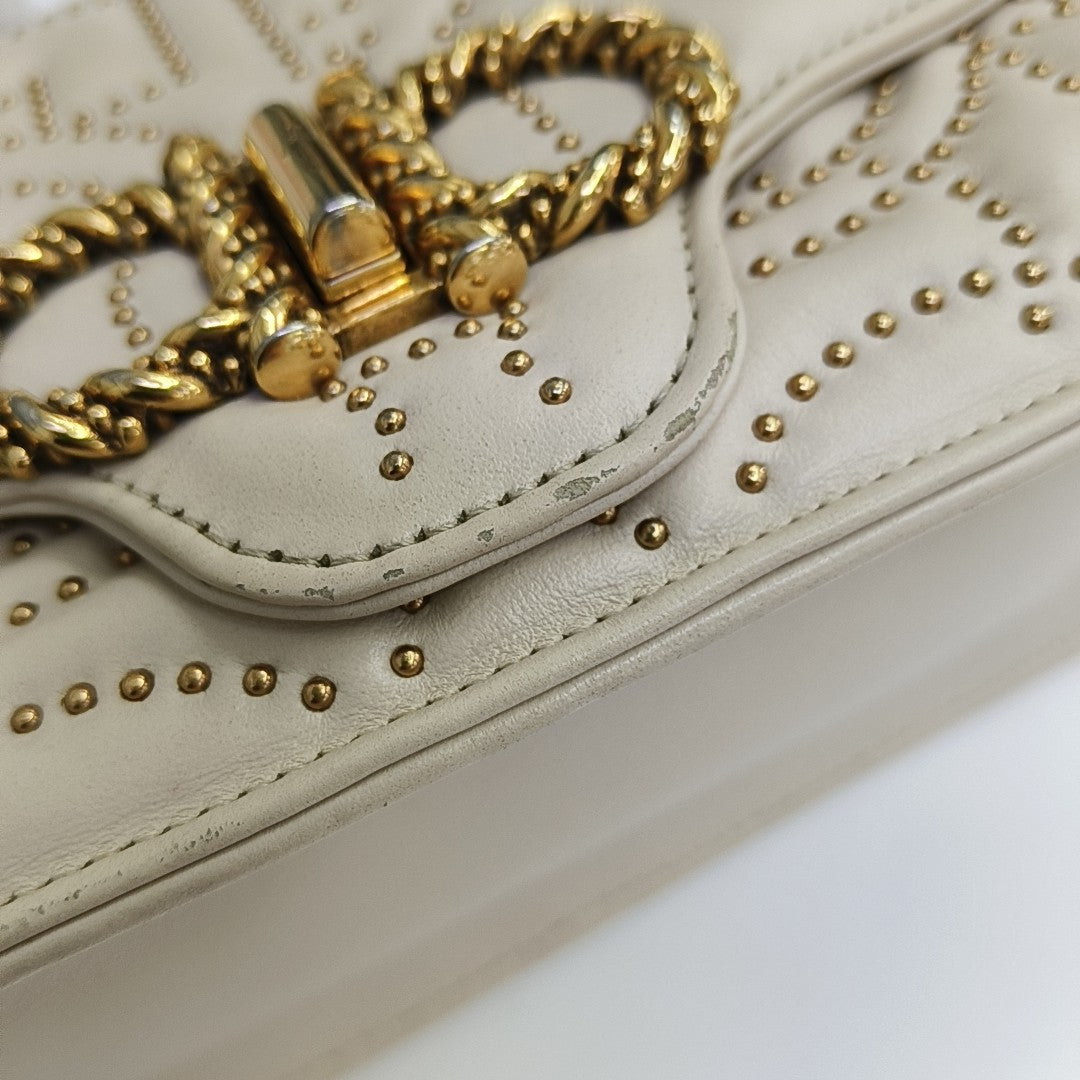 Gancini Quilted Calfskin White