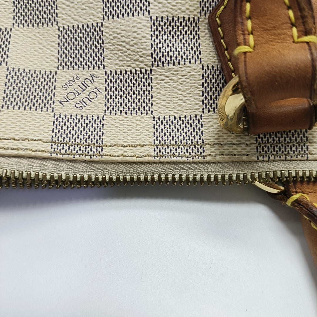 SALEYA PM Damier Azur Coated Canvas White