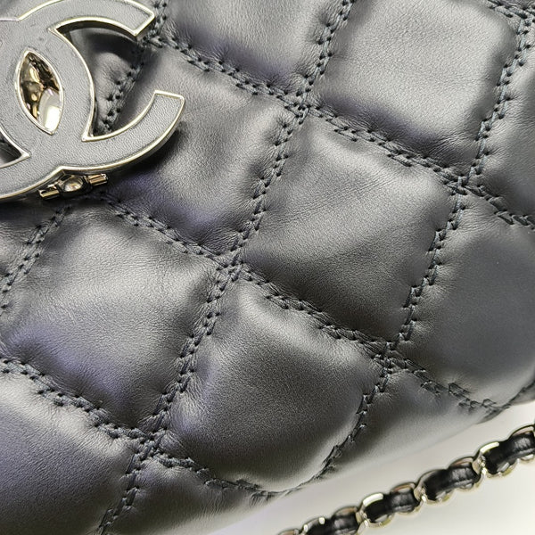 Quilted Calfskin Shoulder Bag Black