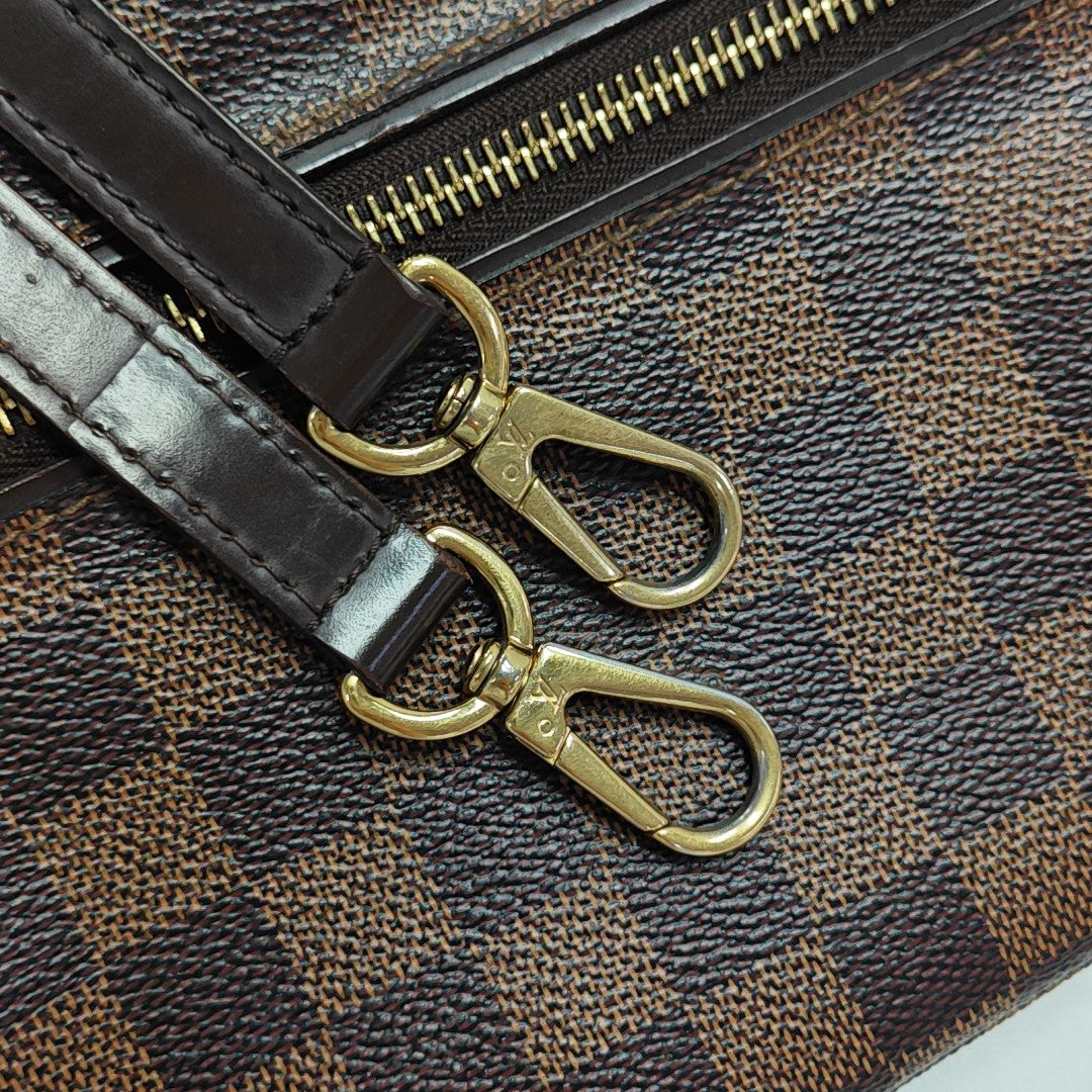 HOXTON Damier Ebene Coated Canvas Brown