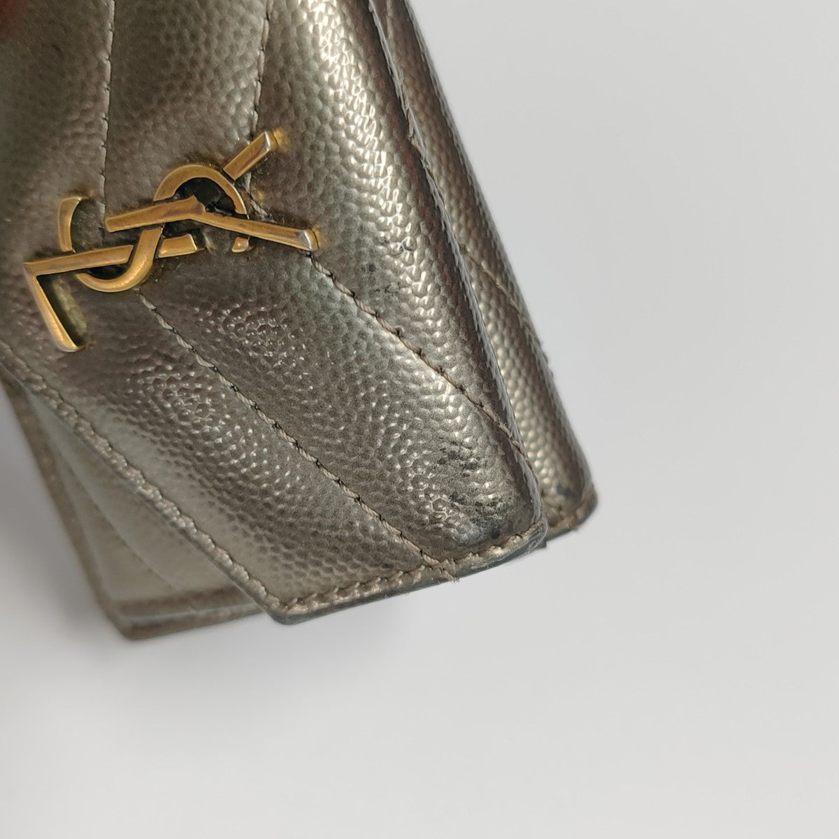 Chevron Calfskin Wallet Gray