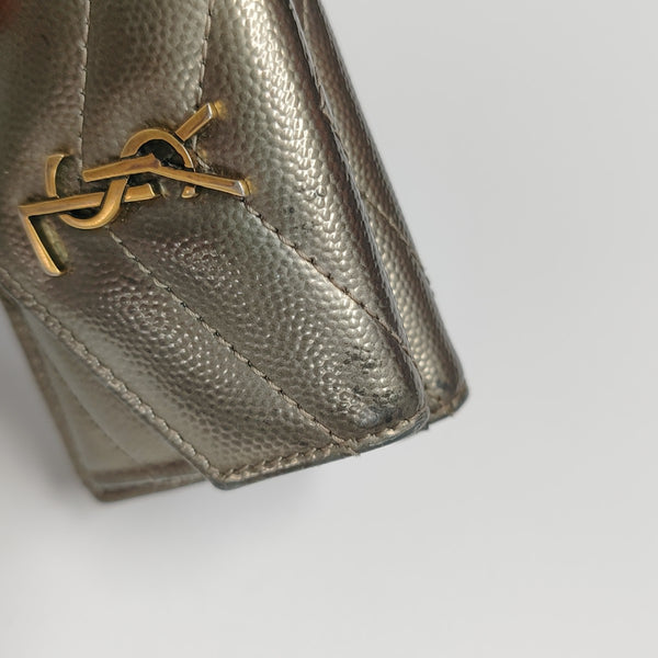 Chevron Calfskin Wallet Gray