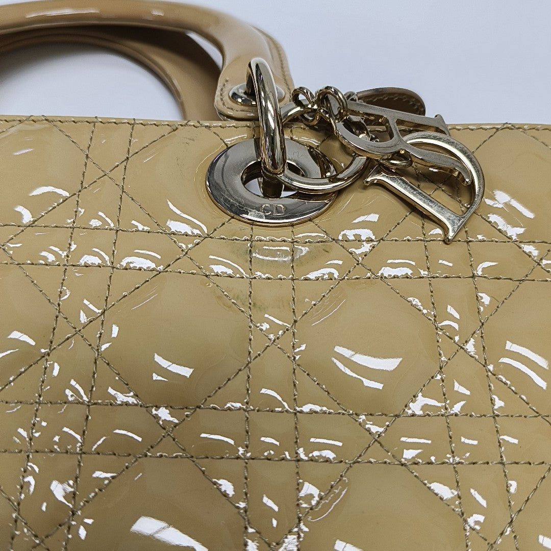 Lady Dior Large Cannage Lambskin Yellow