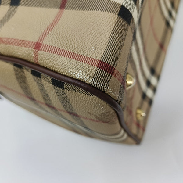 Coated Canvas Top Handle Bag Beige