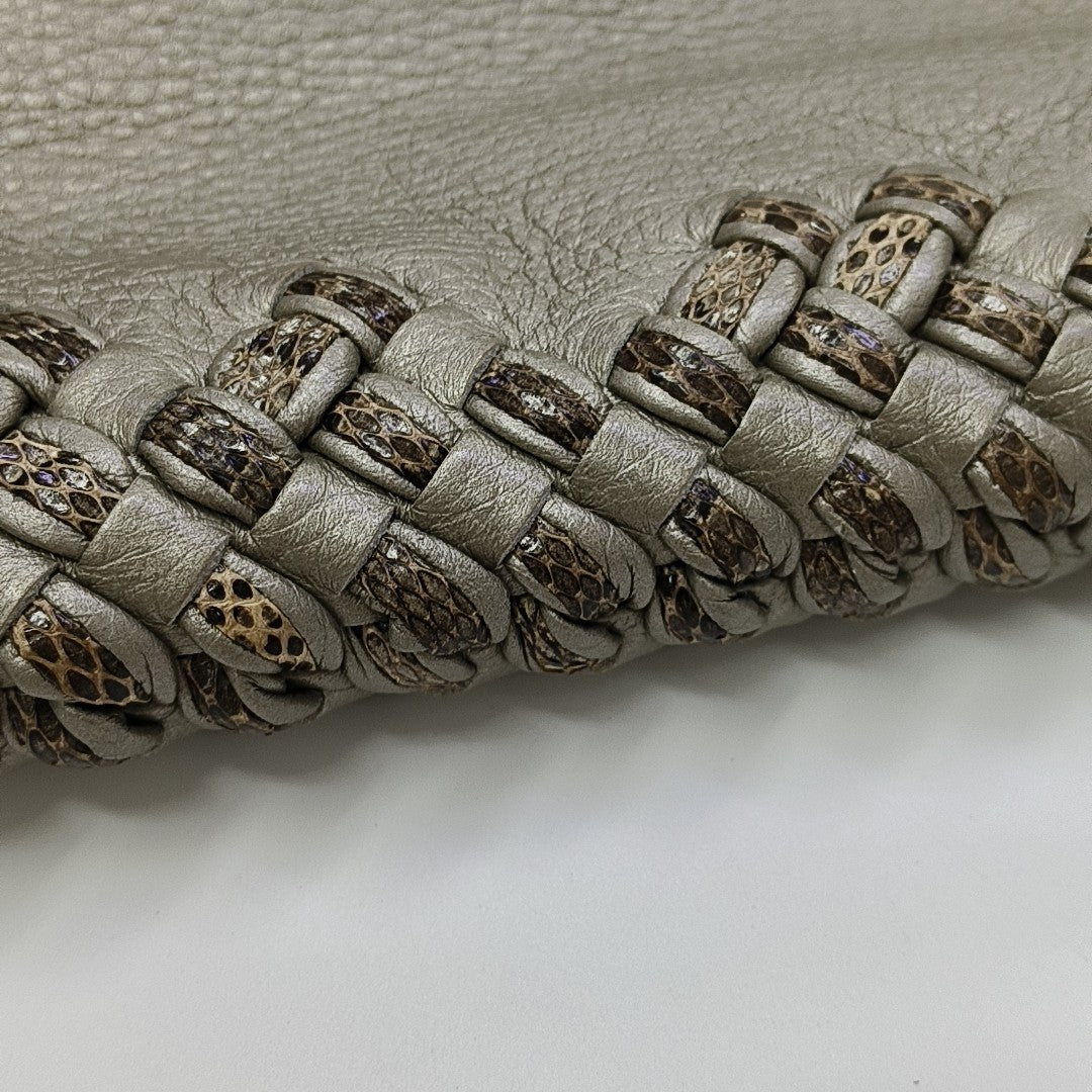 Calfskin Clutch Silver