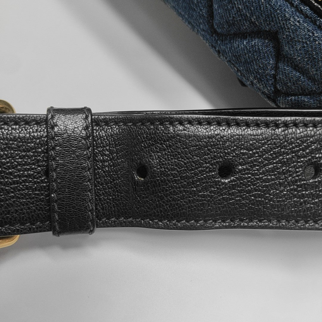 Quilted Denim Shoulder Bag Blue