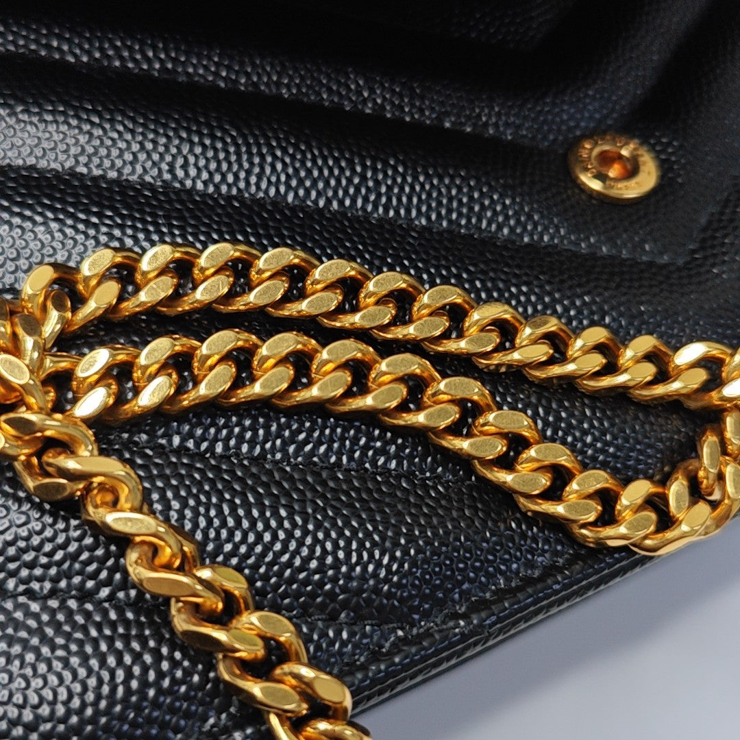 MONOGRAM Chevron Calfskin Black