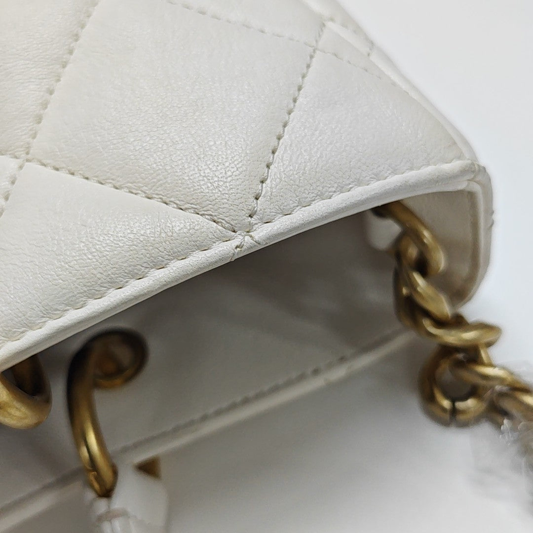 Quilted Lambskin Tote Bag White