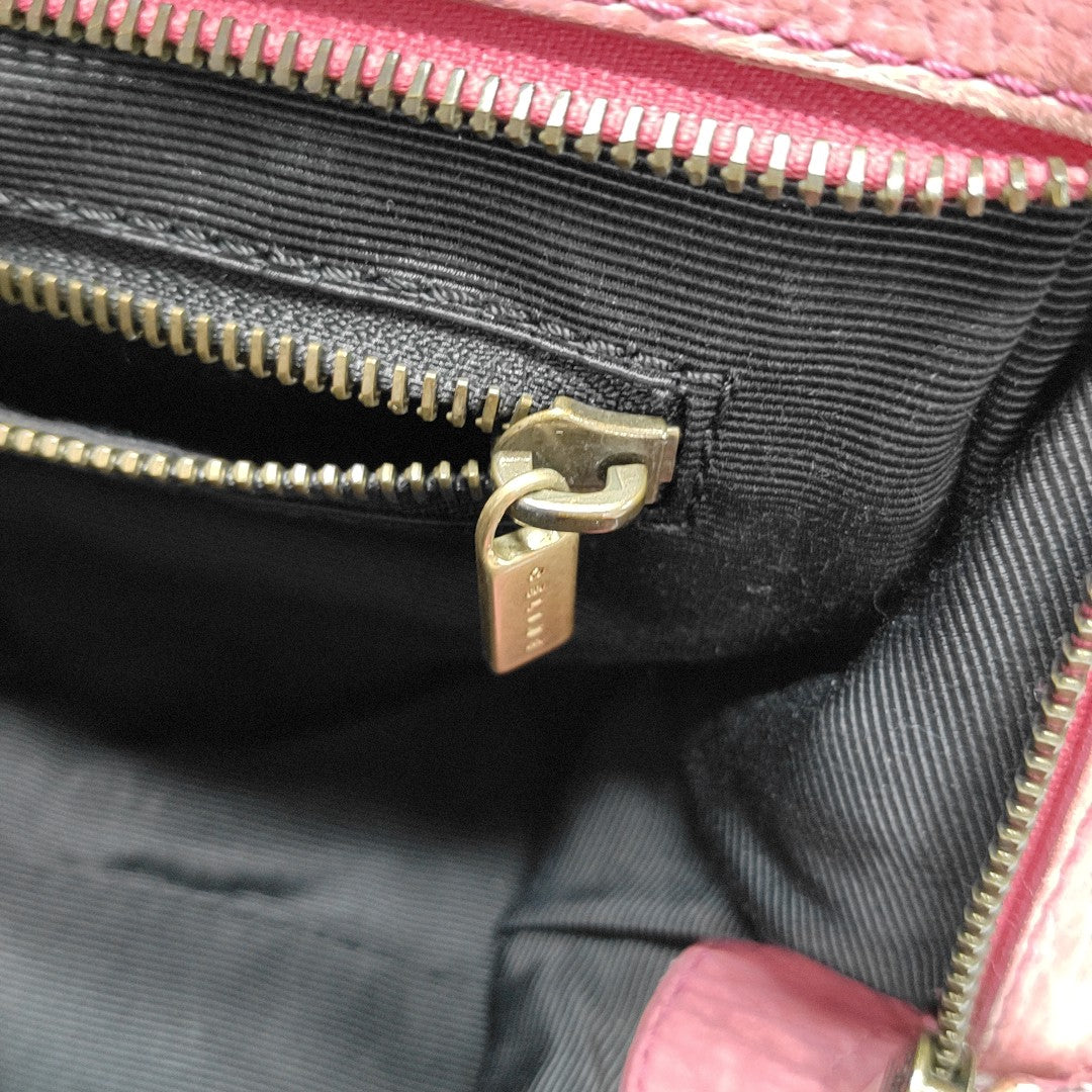 Leather Top Handle Bag Pink