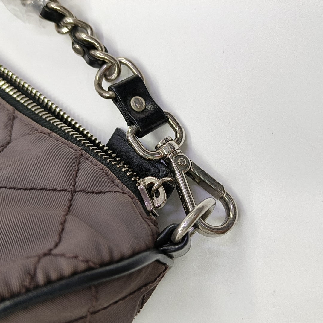 Quilted Nylon Top Handle Bag Purple