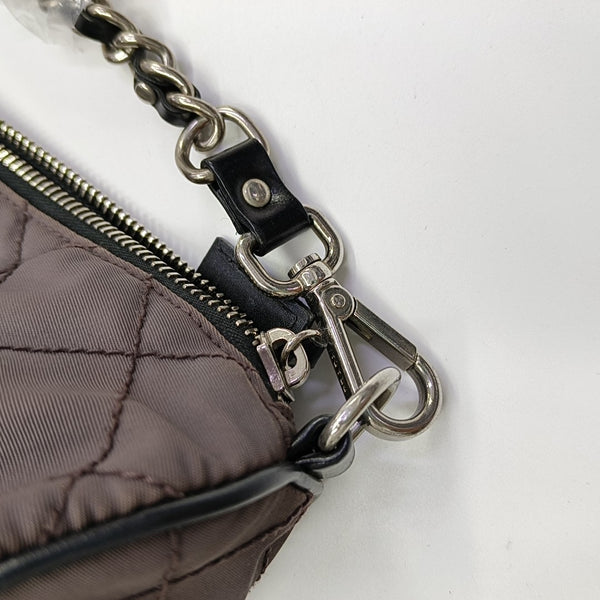 Quilted Nylon Top Handle Bag Purple