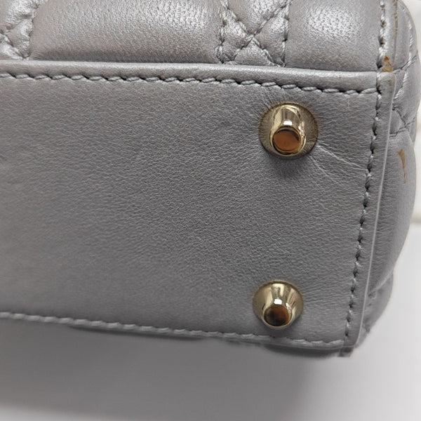 Lady Dior Mini Cannage Lambskin Silver
