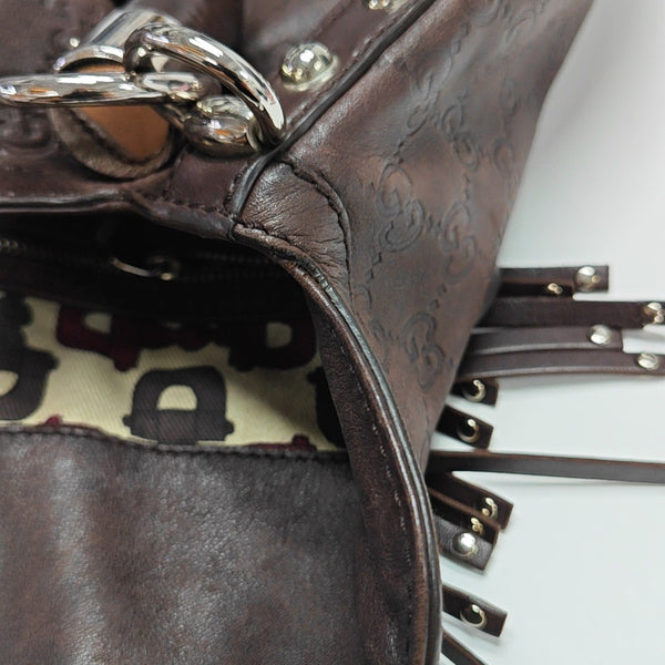 Monogram Calfskin Top Handle Bag Brown