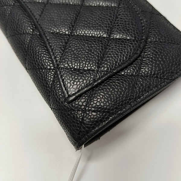 Quilted Grained Calfskin Wallet Black