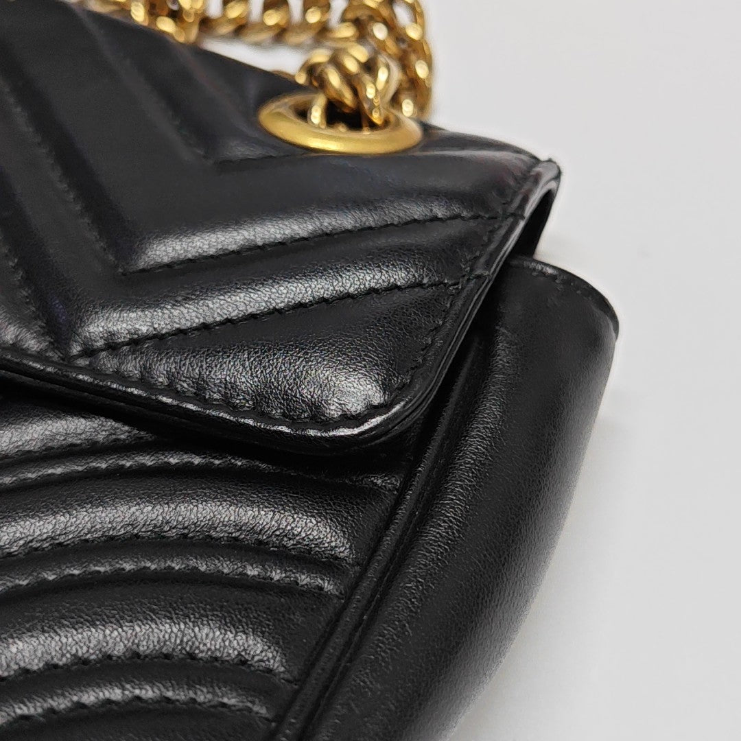 GG Marmont Small Quilted Calfskin Black