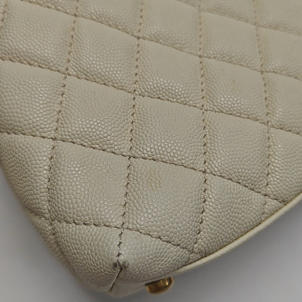 COCO HANDLE Medium Quilted Grained Calfskin Beige