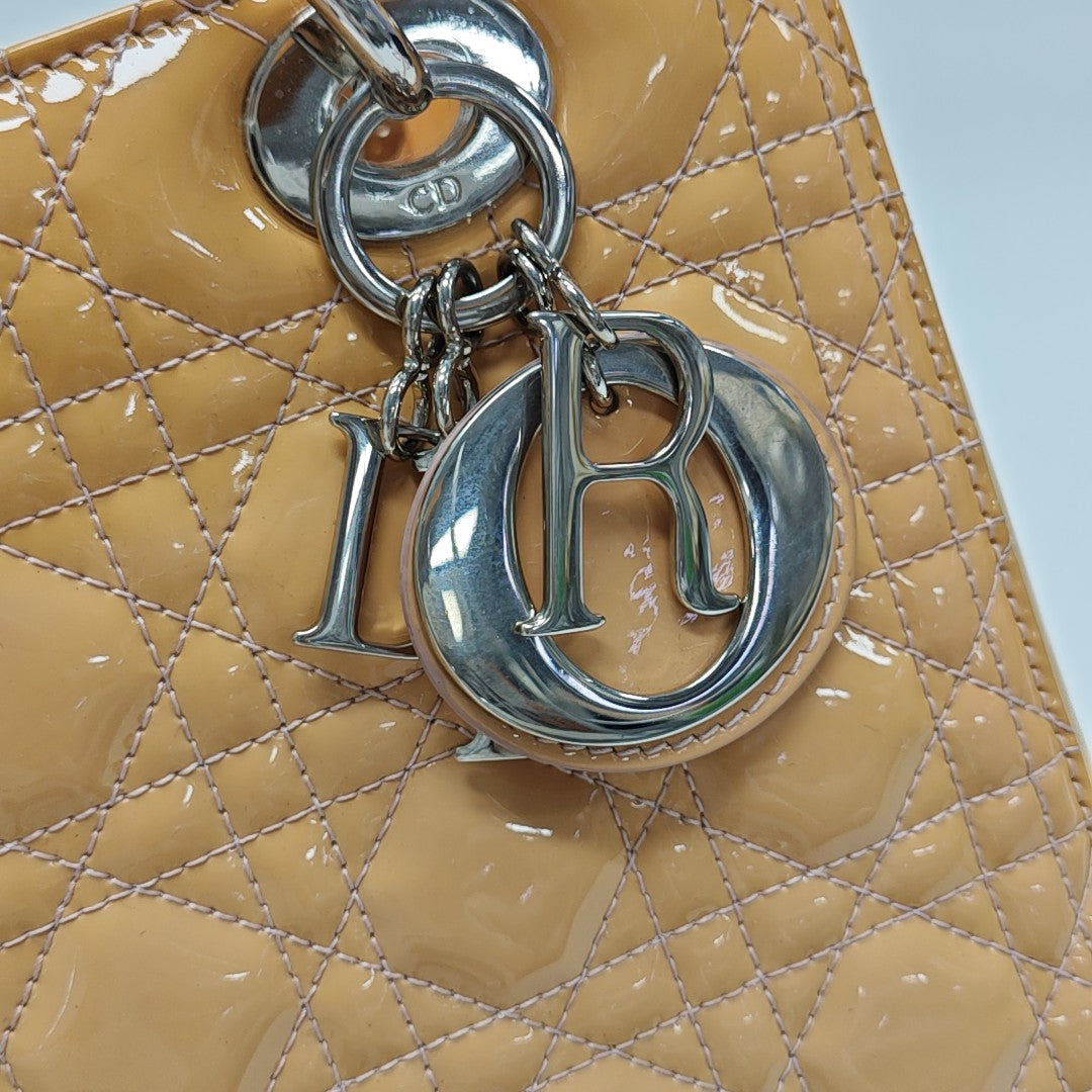 Lady Dior Medium Cannage Patent Leather Yellow