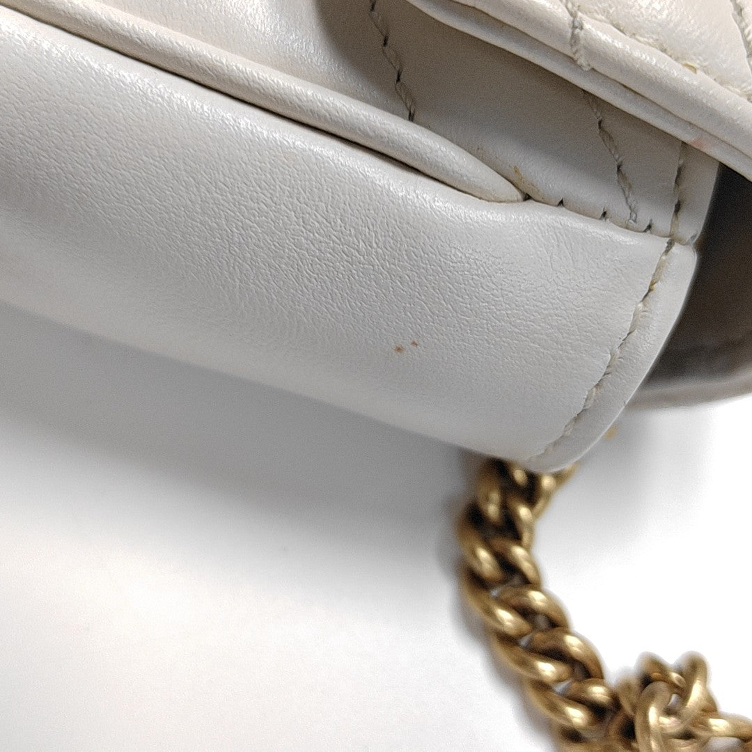 GG Marmont Mini Quilted Calfskin White