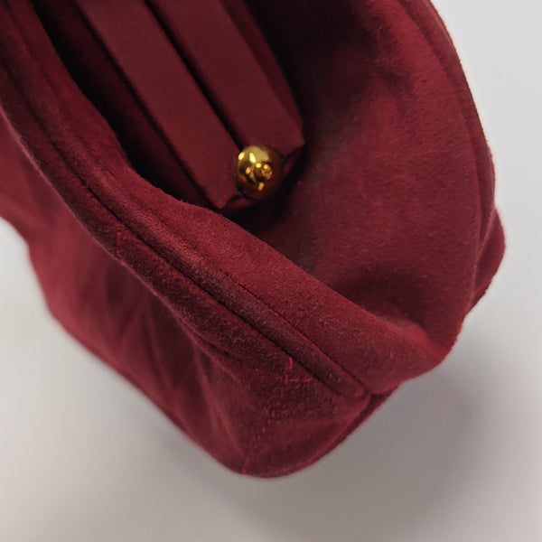 Quilted Suede Top Handle Bag Red