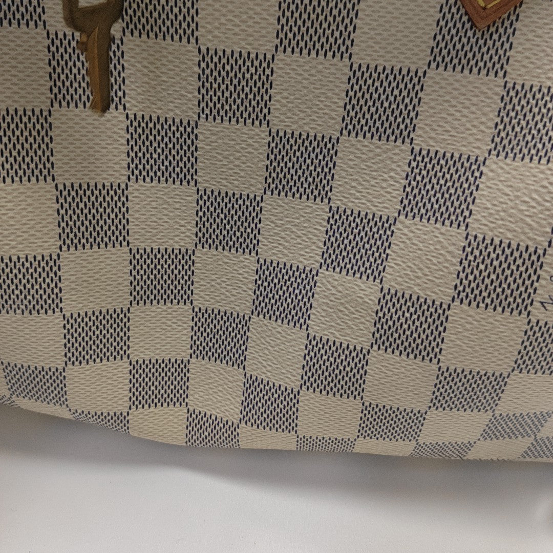 SPEEDY 25 Damier Azur Coated Canvas White