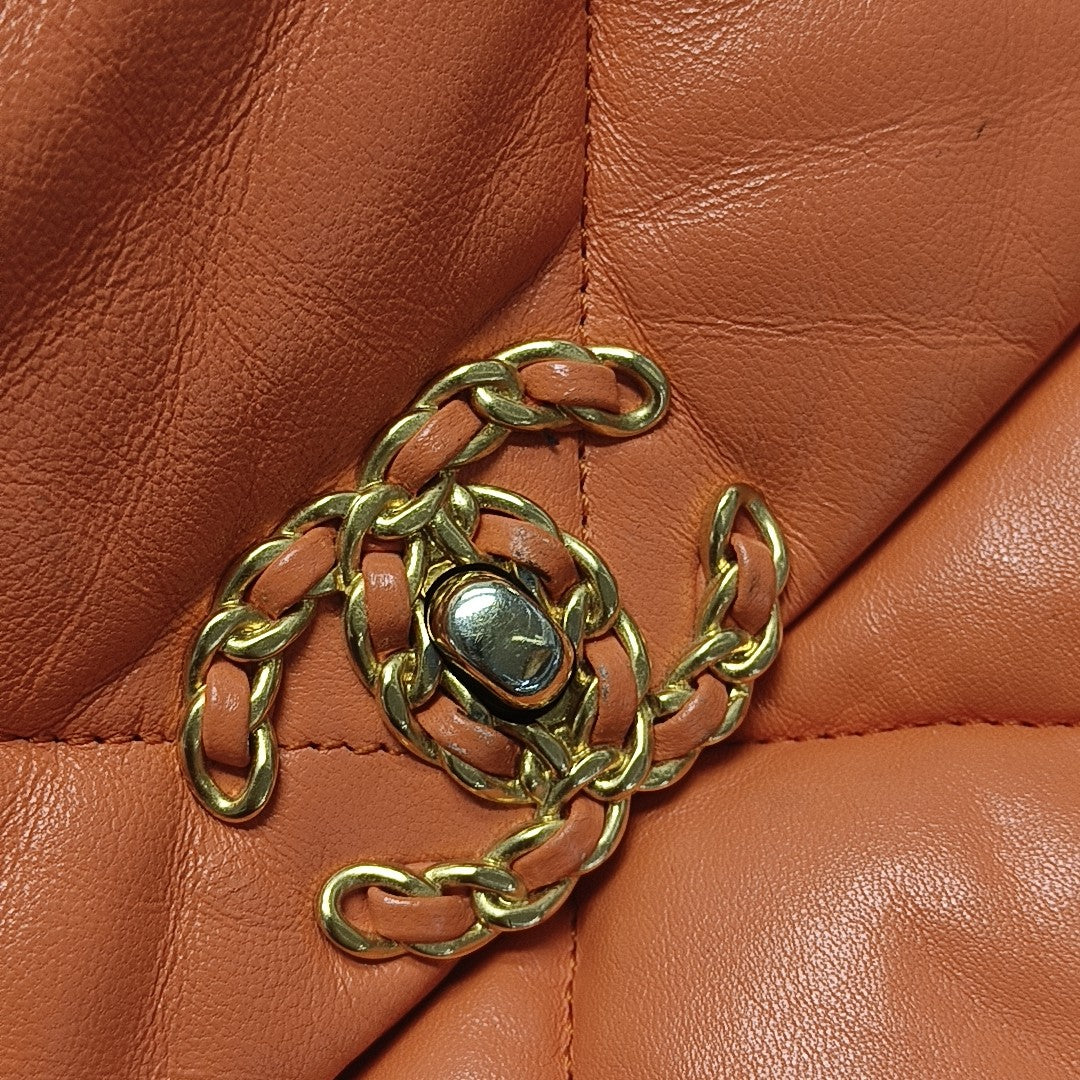 CHANEL 19 Small Quilted Lambskin Orange