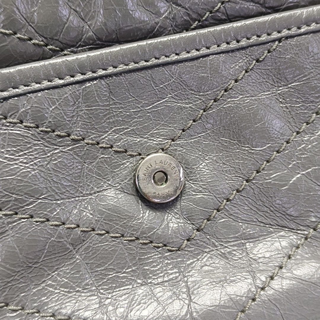 NIKI Small Chevron Calfskin Gray