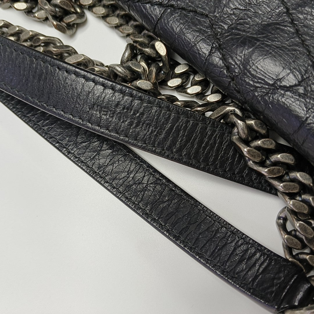 NIKI Medium Chevron Calfskin Black