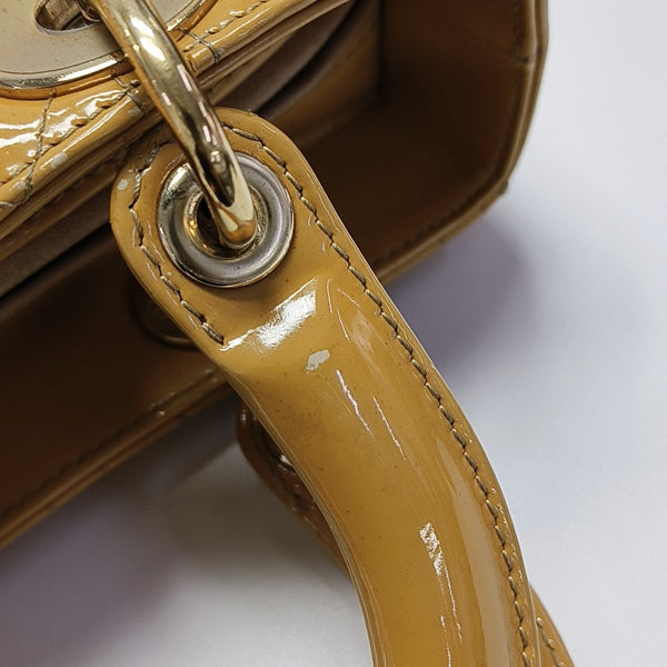 Lady Dior Medium Cannage Patent Leather Yellow