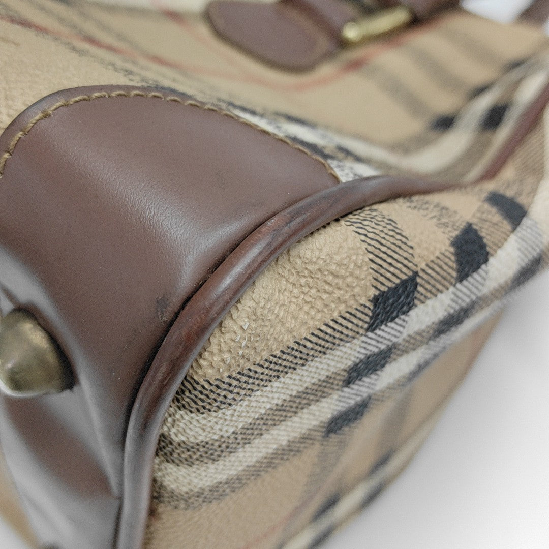 Coated Canvas Top Handle Bag Brown