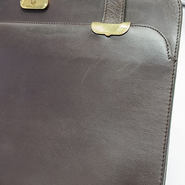 Calfskin Top Handle Bag Brown