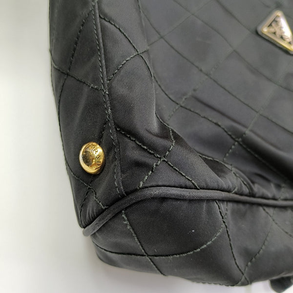 Chain Tote Quilted Nylon Black