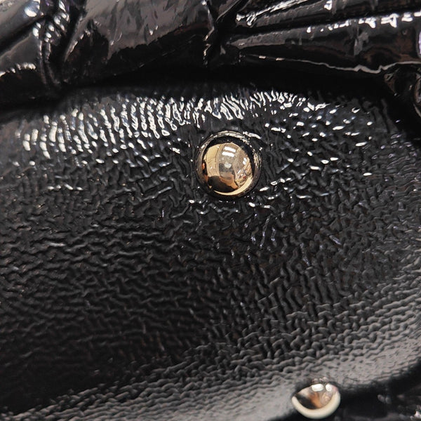 Quilted Patent Leather Tote Bag Black