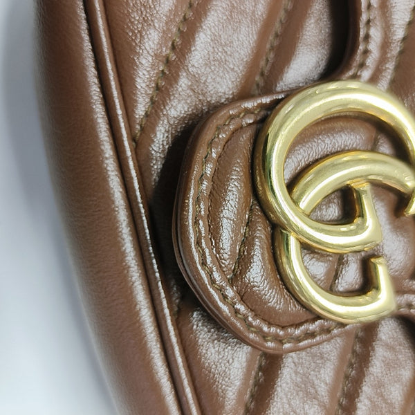 GG Marmont Mini Quilted Calfskin Brown