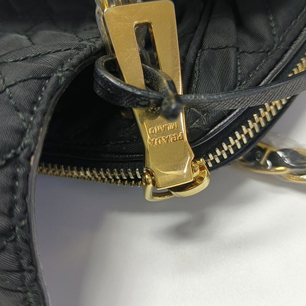 Quilted Nylon Shoulder Bag Black
