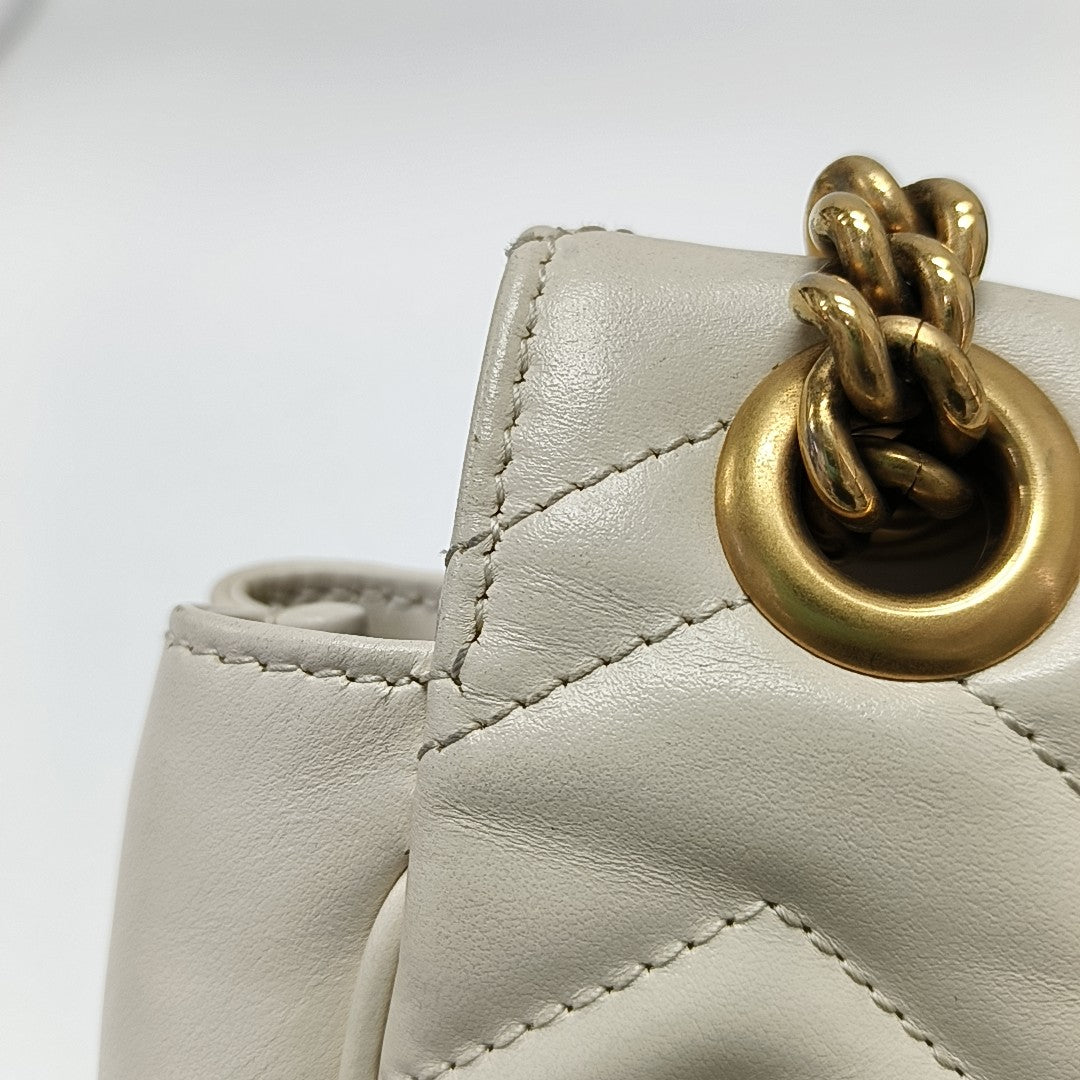 GG Marmont Mini Quilted Calfskin White