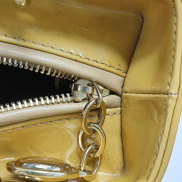 Lady Dior Medium Cannage Patent Leather Yellow