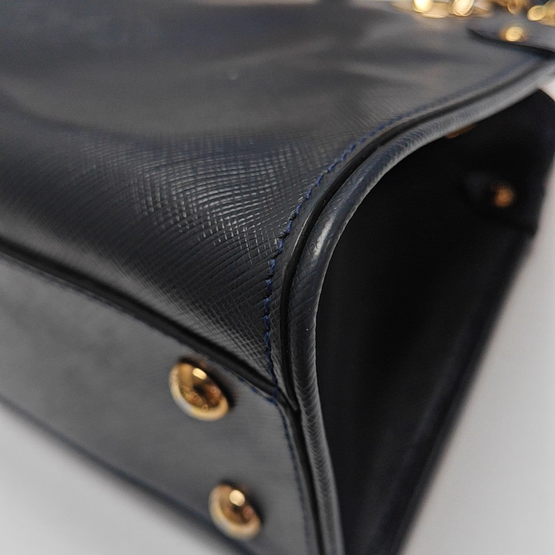 Calfskin Top Handle Bag Blue