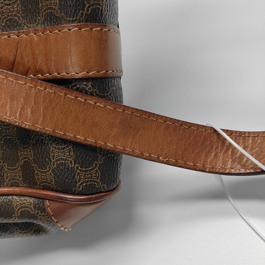 Coated Canvas Top Handle Bag Brown