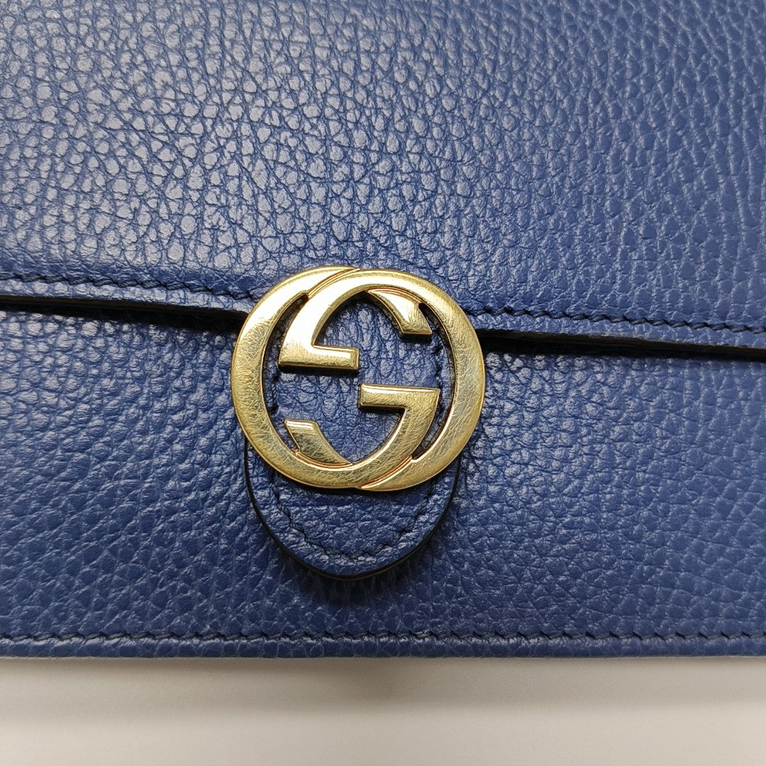 Interlocking G Small Calfskin Blue