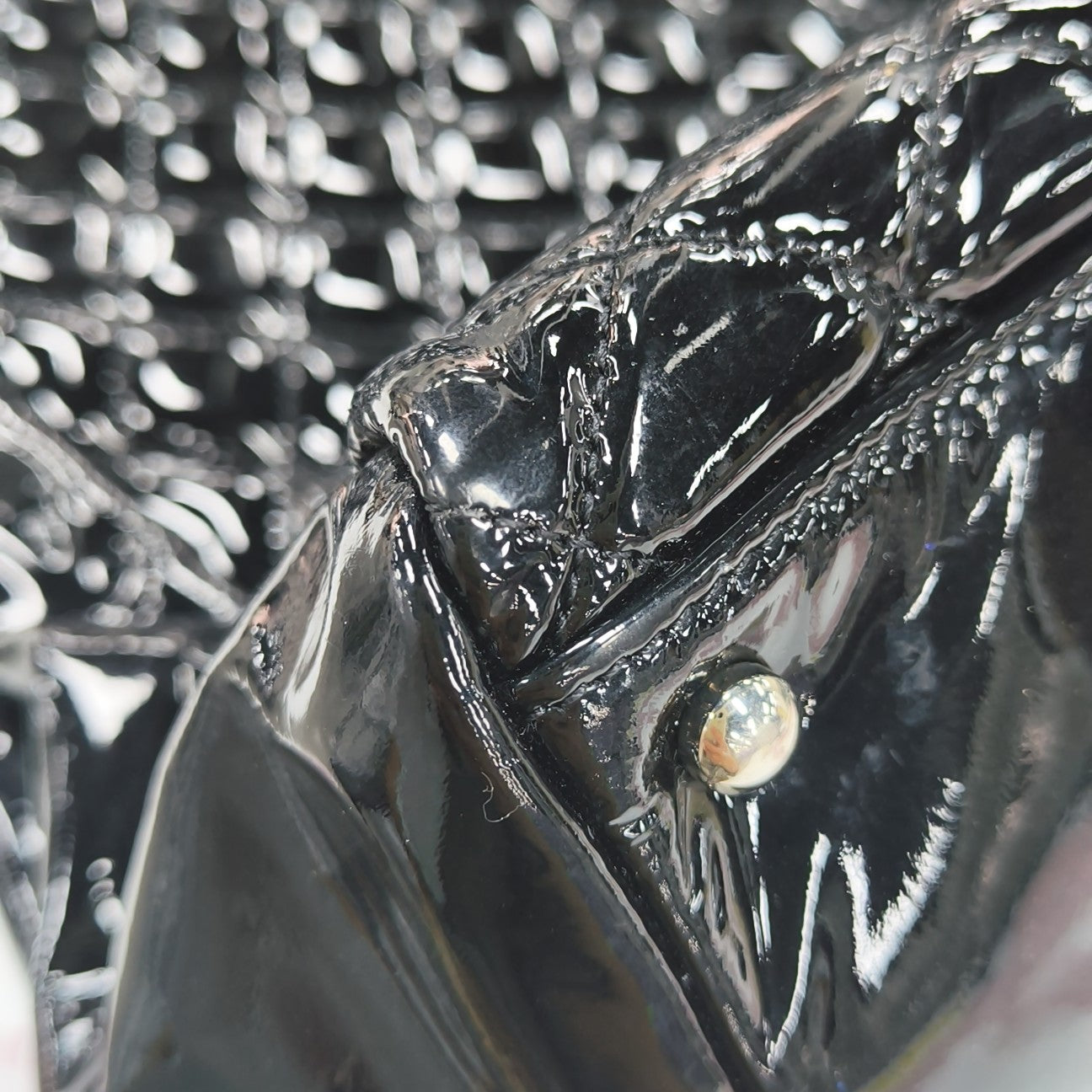 Quilted Patent Leather Tote Bag Black