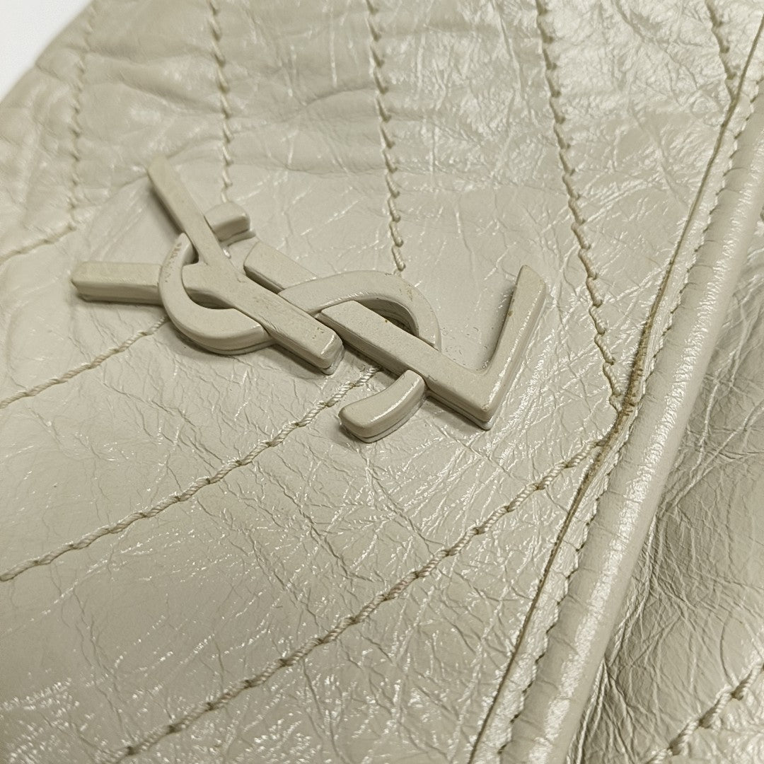 NIKI Small Chevron Calfskin White