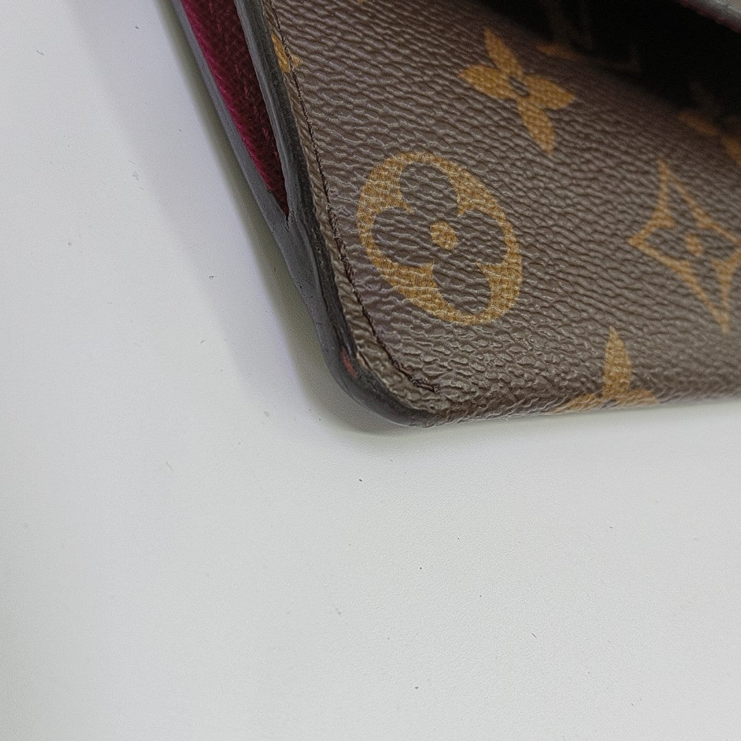 SARAH Monogram Coated Canvas Brown Wallet