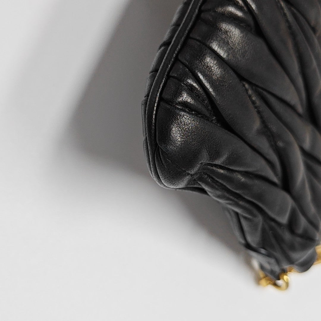 Quilted Lambskin Shoulder Bag Black